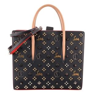 Christian Louboutin Medium Paloma Black Spikes Loubinhesky Top Handle Bag